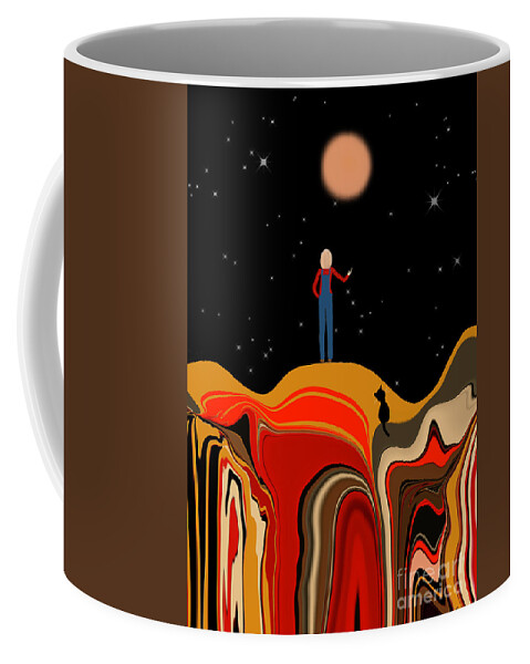 Girl Coffee Mug featuring the digital art Talking to the moon by Elaine Hayward