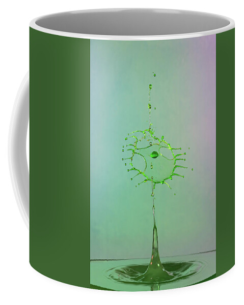 Abstract Coffee Mug featuring the photograph The Big Green Splash by Sue Leonard