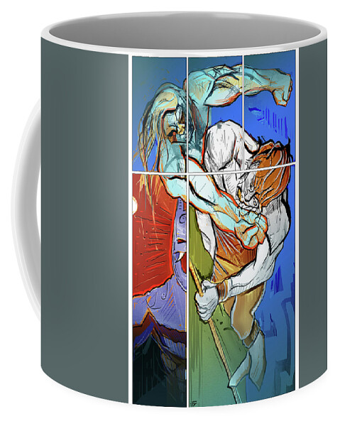  Coffee Mug featuring the painting The Brawl #1 by John Gholson