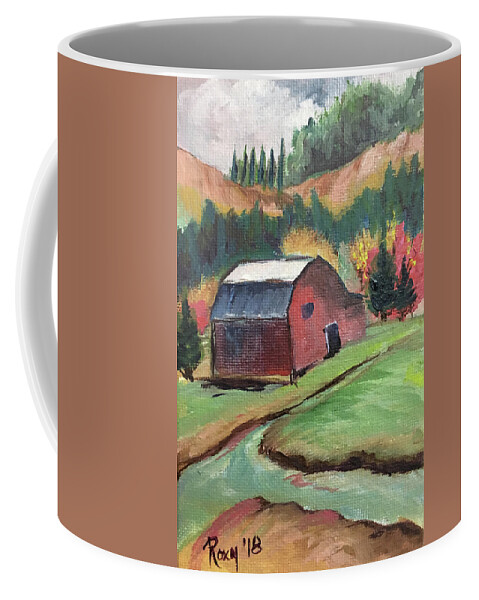 Barn Coffee Mug featuring the painting The Creek by Roxy Rich