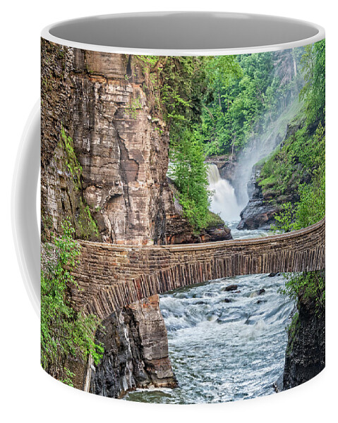Letchworth Coffee Mug featuring the photograph The Lower Falls At Letchworth State Park #1 by Jim Vallee