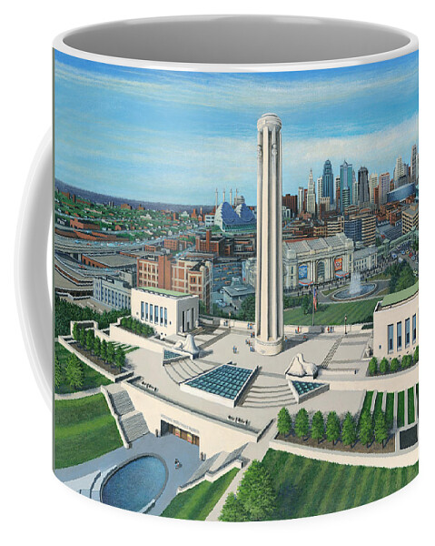 Cityscape Coffee Mug featuring the painting The National World War I Museum and Memorial K.C., MO #1 by George Lightfoot