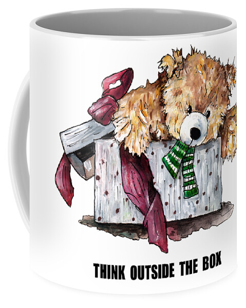 Teddies Coffee Mug featuring the painting Think Outside The Box #1 by Miki De Goodaboom