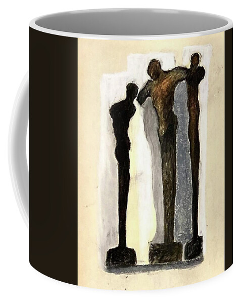 Three Figures Coffee Mug featuring the drawing Three figures by David Euler
