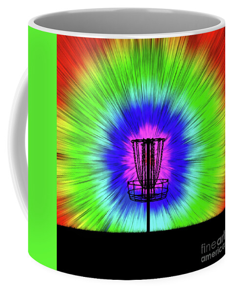 Disc Golf Coffee Mug featuring the digital art Tie Dye Disc Golf Basket by Phil Perkins