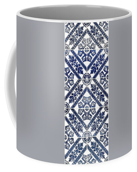 Blue Tiles Coffee Mug featuring the digital art Tiles Mosaic Design Azulejo Portuguese Decorative Art IX by Irina Sztukowski