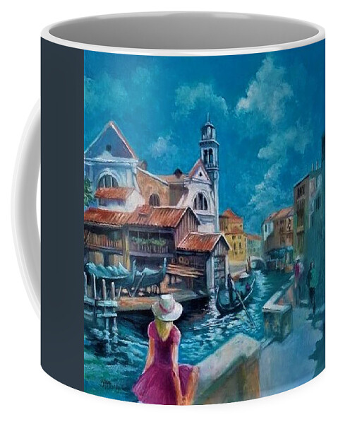Vanice. Italy.boats.blue. Water..architecture Coffee Mug featuring the painting Venice Italy #2 by Paul Weerasekera