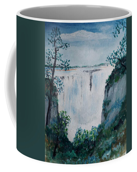 Landscape Coffee Mug featuring the painting Victoria Falls #1 by Charles Ray