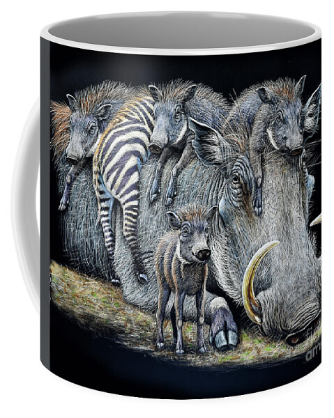 Cynthie Fisher Coffee Mug featuring the drawing Warthog Humor by Cynthie Fisher