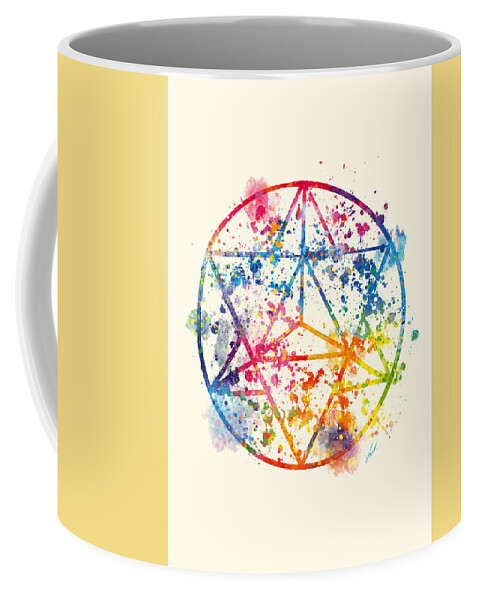 Watercolor Coffee Mug featuring the painting Watercolor - Sacred Geometry For Good Luck by Vart by Vart