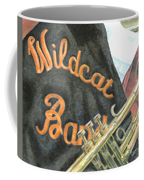 Wildcat Band Coffee Mug featuring the pastel Wildcat Band by Chris Naggy