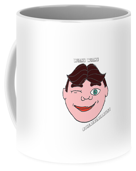 Asbury Park Coffee Mug featuring the drawing Winky Winky by Patricia Arroyo