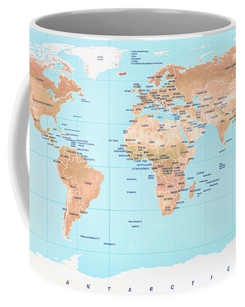 Abstract Coffee Mug featuring the digital art World Map #1 by Manjik Pictures