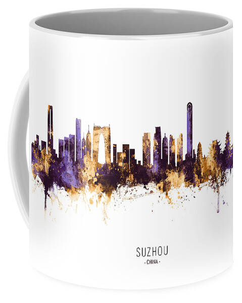 Suzhou Coffee Mug featuring the digital art Suzhou China Skyline #10 by Michael Tompsett