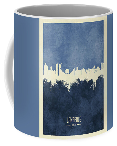 Lawrence Coffee Mug featuring the digital art Lawrence Kansas Skyline by Michael Tompsett