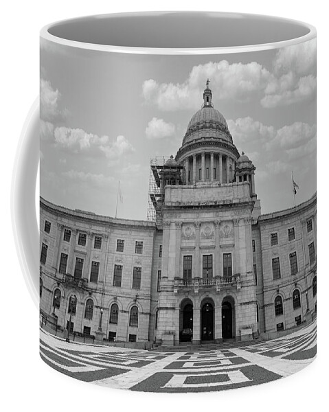 Democrats Coffee Mug featuring the photograph Rhode Island state capitol building in black and white by Eldon McGraw