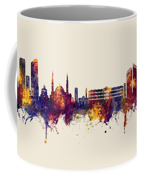Beirut Coffee Mug featuring the digital art Beirut Lebanon Skyline by Michael Tompsett