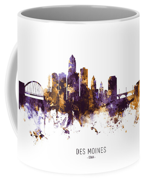 Des Moines Coffee Mug featuring the digital art Des Moines Iowa Skyline #13 by Michael Tompsett