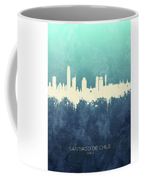 Santiago De Chile Coffee Mug featuring the digital art Santiago de Chile Skyline by Michael Tompsett