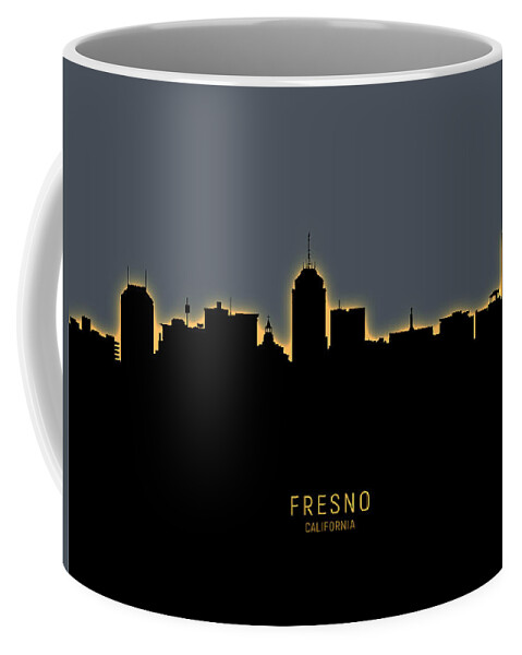 Fresno Coffee Mug featuring the digital art Fresno California Skyline #14 by Michael Tompsett