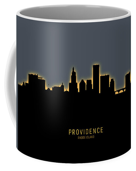 Providence Coffee Mug featuring the digital art Providence Rhode Island Skyline by Michael Tompsett