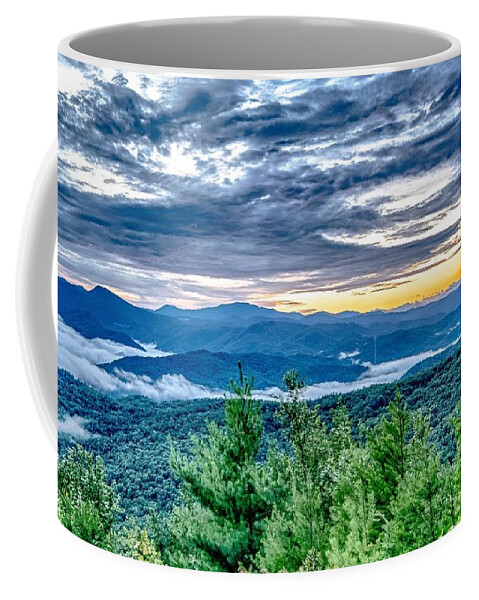 Lifestyle Coffee Mug featuring the photograph View of Lake Jocassee at sunset, from Jumping Off Rock, South Ca #15 by Alex Grichenko