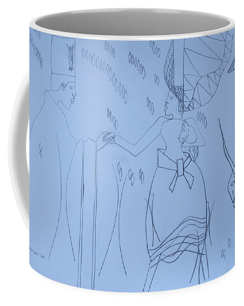 Jesus Coffee Mug featuring the drawing Kintu and Nambi Nambi Meets Kintu #151 by Gloria Ssali