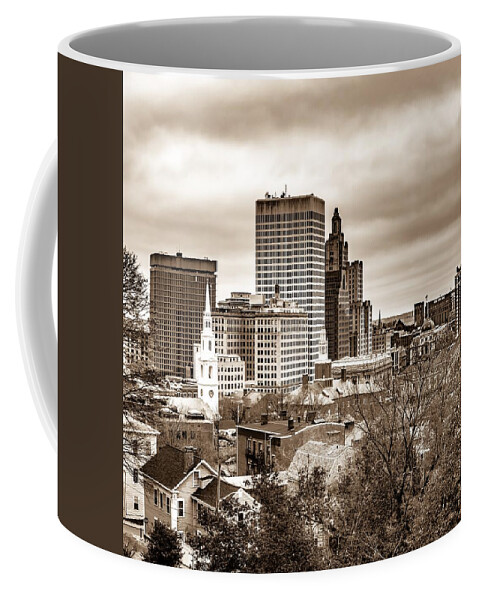 River Coffee Mug featuring the photograph Providence Rhode Island Skyline during autumn season #16 by Alex Grichenko