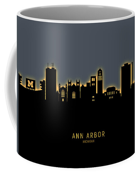Ann Arbor Coffee Mug featuring the digital art Ann Arbor Michigan Skyline by Michael Tompsett