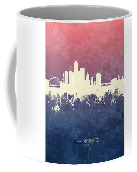 Des Moines Coffee Mug featuring the digital art Des Moines Iowa Skyline by Michael Tompsett