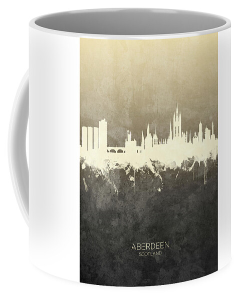 Aberdeen Coffee Mug featuring the digital art Aberdeen Scotland Skyline #18 by Michael Tompsett