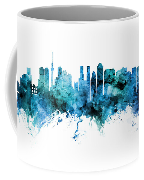 Tokyo Coffee Mug featuring the digital art Tokyo Japan Skyline by Michael Tompsett