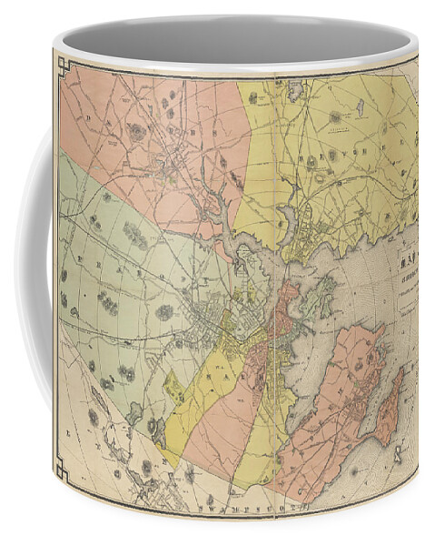 Salem Coffee Mug featuring the photograph 1884 Historical Map of Salem Massachusetts and Surrounds by Toby McGuire