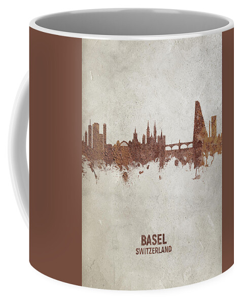 Basel Coffee Mug featuring the digital art Basel Switzerland Skyline by Michael Tompsett