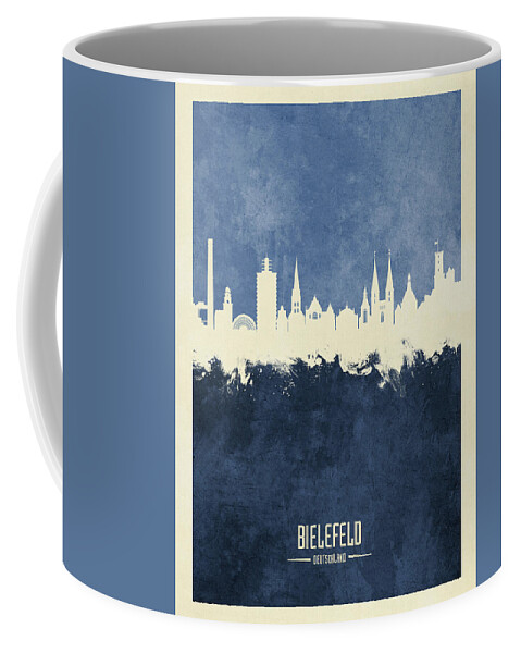 Bielefeld Coffee Mug featuring the digital art Bielefeld Germany Skyline by Michael Tompsett