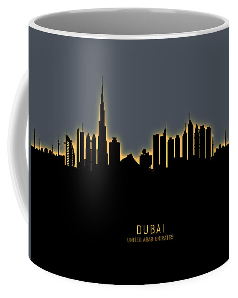 Dubai Coffee Mug featuring the digital art Dubai Skyline by Michael Tompsett