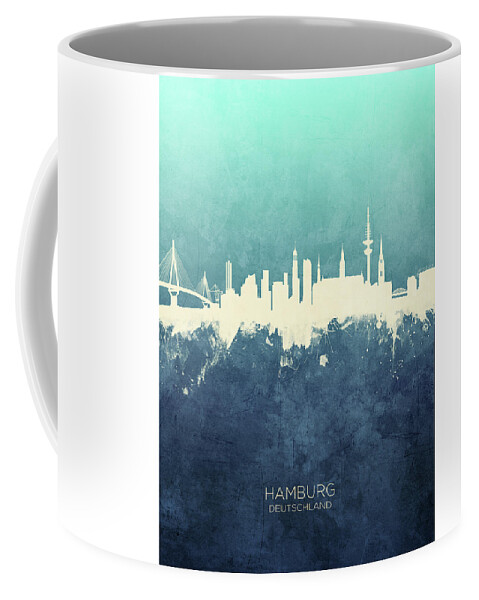 Hamburg Coffee Mug featuring the digital art Hamburg Germany Skyline by Michael Tompsett