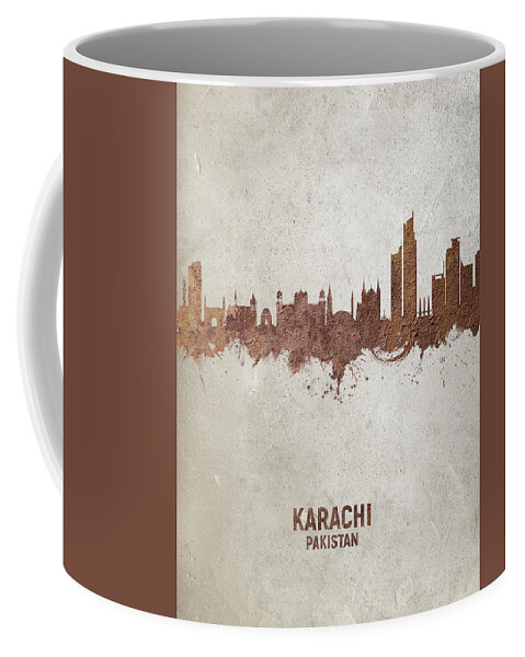 Karachi Coffee Mug featuring the digital art Karachi Pakistan Skyline by Michael Tompsett