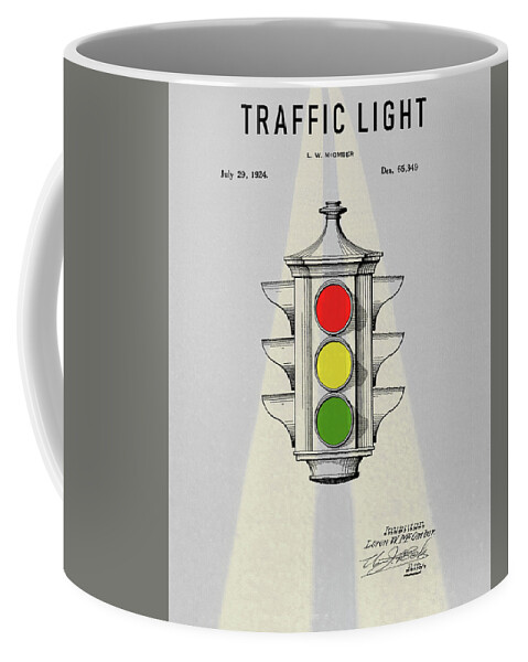 1924 Traffic Light Patent Coffee Mug featuring the drawing 1924 Traffic Light Patent by Dan Sproul