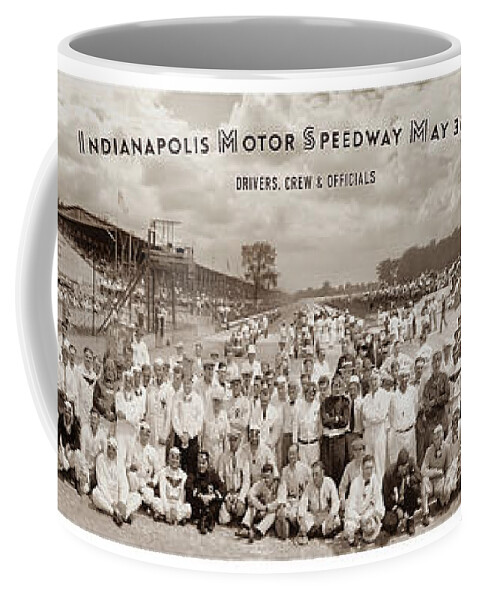 Indy 500 Coffee Mug featuring the photograph 1929 Indy 500 Drivers, Crew and Officials by Retrographs