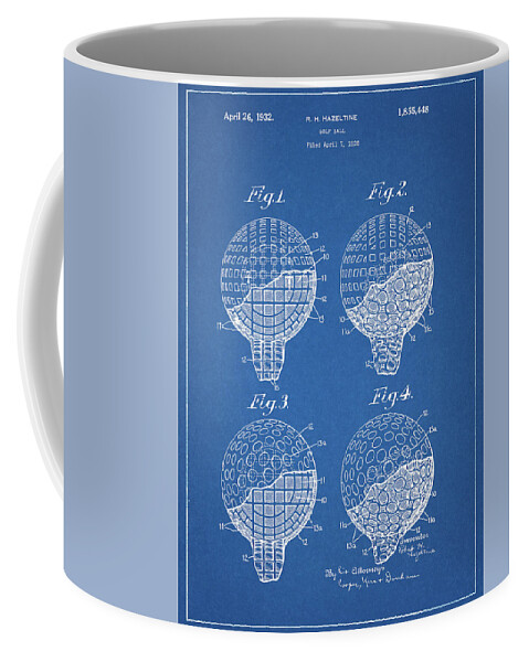 1932 Golf Ball Patent Coffee Mug featuring the drawing 1932 Golf Ball Patent by Dan Sproul