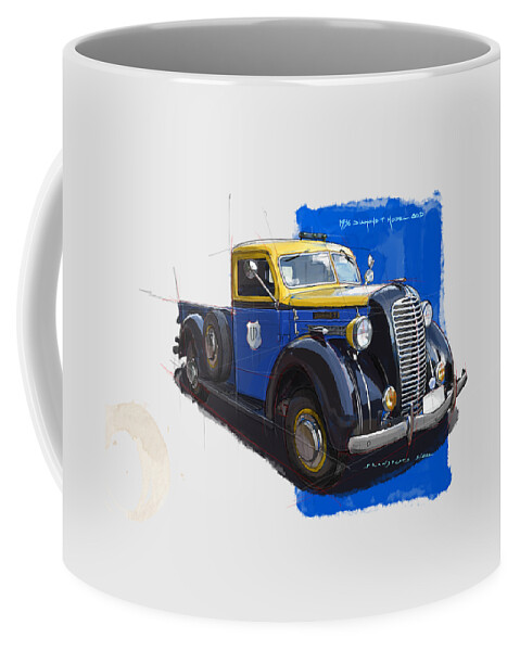 1936 Diamond T Model 80D Original Artwork,The art of Classic Cars Coffee Mug  by Drawspots Illustrations - Fine Art America
