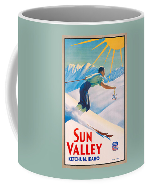 Sun Valley Coffee Mug featuring the digital art 1940 Sun Valley Union Pacific Poster by Retro Graphics