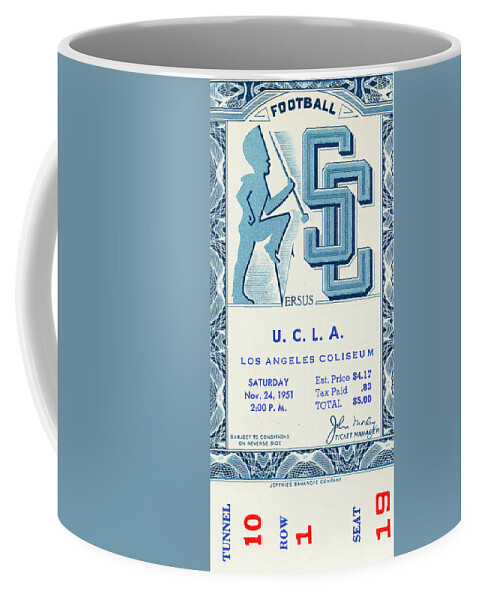 Usc Coffee Mug featuring the mixed media 1951 UCLA vs. USC by Row One Brand