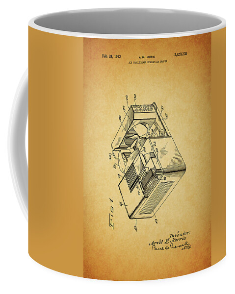 1953 Air Conditioner Patent Coffee Mug featuring the drawing 1953 Air Conditioner Patent by Dan Sproul