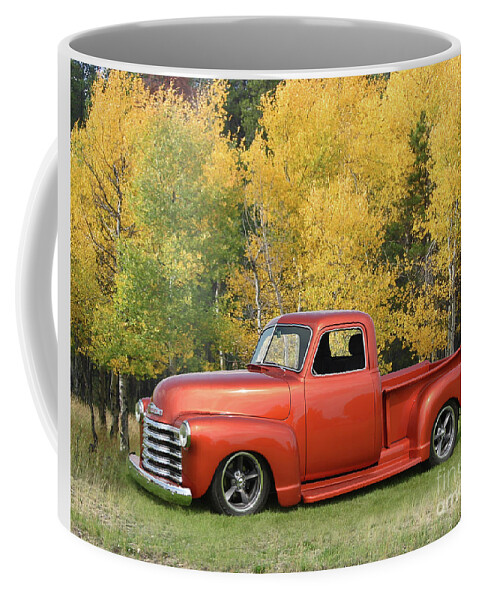 1953 Coffee Mug featuring the photograph 1953 Chevy Pickup, Aspens by Ron Long
