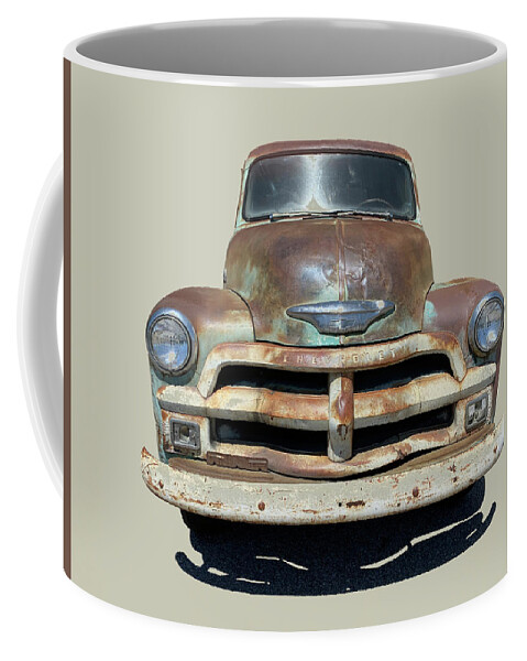 1953 Chevy Truck Coffee Mug featuring the photograph 1953 Chevy Truck Green With Rust by Deborah League