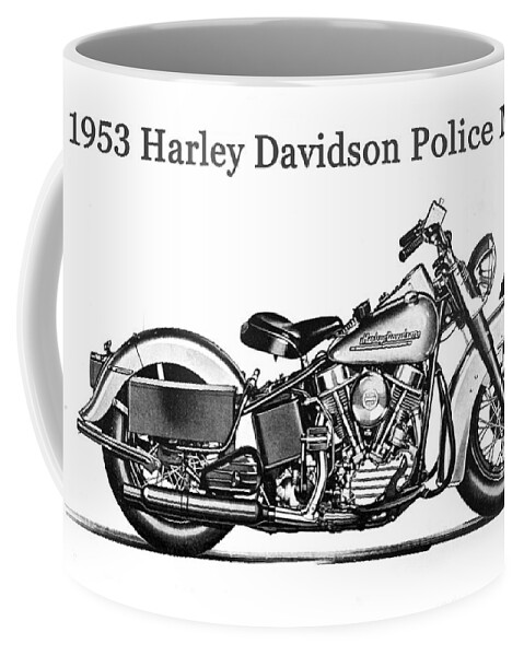 Harley Davidson Coffee Mug featuring the mixed media 1953 harley Davidson police model by David Lee Thompson
