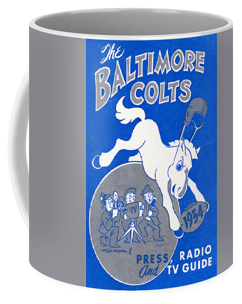 Baltimore Colts Coffee Mug featuring the mixed media 1954 Baltimore Colts Press Guide Art by Row One Brand