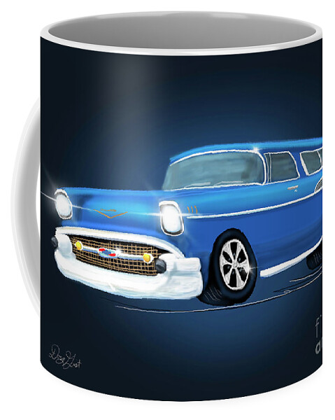 Hot Rod Coffee Mug featuring the digital art 1957 Chevy Nomad by Doug Gist